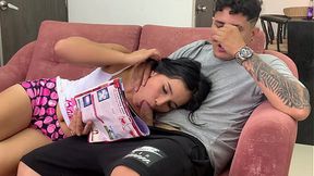 Skinny Latina stepsister gets angry anal nail with creampie