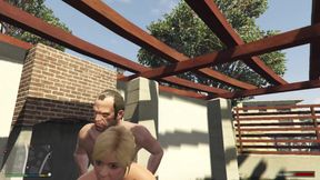 Tracey De Santa have sex with trevor in her neighbor&#039;s backyard