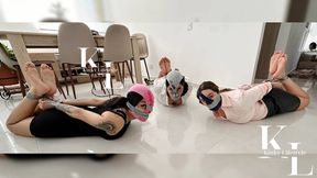Smeared Pantyhoods for Three Taped Girls