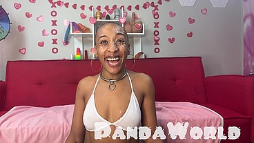 Big Booty Ebony Sucks and Rides BBC, Bald Ebony Slut Takes a HUGE Facial Cumshot