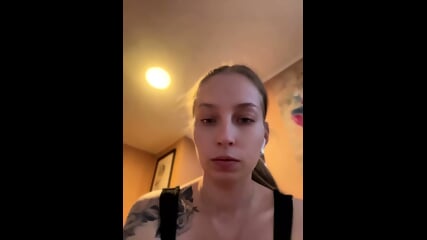 Tattooed Blonde Girl Taking Selfies and Posing