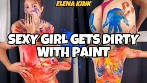 SEXY GIRL GETS DIRTY WITH PAINT