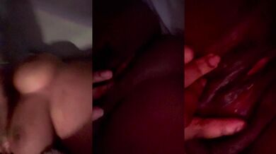 Playing with my big tits and fingering my tight pink pussy