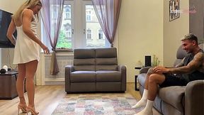 Wife Blows Hubby's Best Friend - Secret Footjob & Sucking Action