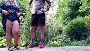 My mature mother-in-law pees standing up