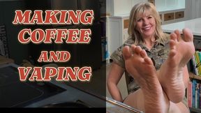 Foot Fetish - Bare Feet Up Making Coffee & Vaping