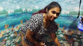 Vaishnavy Pee and Wash in Nighty Bathroom Scene