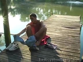BadBoysBootCamp Sexy Angel Jacks Off His Throbbing Cock By The River