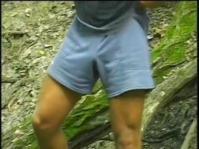 Amateur boy masturbating in the forest