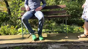 Gorgeous MIL spreads legs to pee outdoors