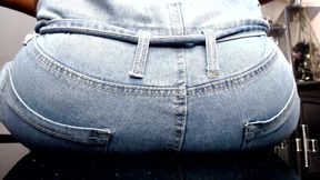 Tiny Man Ruined in Jeans Ass-fyxiation with Giant Ass Unknowing