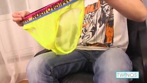 Twink Matthew M jerks his BIG DICK in tight underwear until cum explodes
