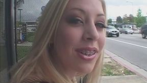 Young chick with little tits fucks and squirts on sofa