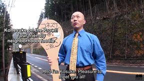 Visiting Japan, Abe-chan finds a busty MILF without panties