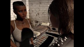 The jail black chick vs massive boobs and penis futa