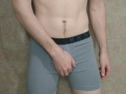Boxer briefs pissing in shower