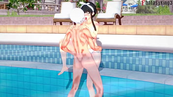 Swimsuit-clad Yor gets pool-ponged by her hubby, POV-style, in this steamy Genshin Impact role-play