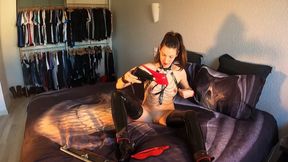 Lety Howl is masked and tied to a bar to get fucked