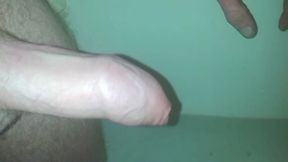 Pulling myself off plenty of cum shoots out my hard pleasured willy.