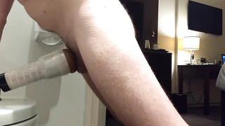 Groaning while pumping more cum into my fleshlight 3