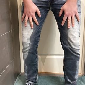 Huge jeans piss