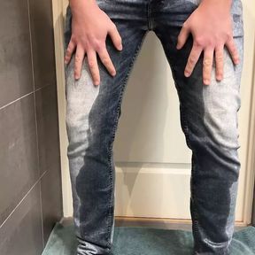 Huge jeans piss