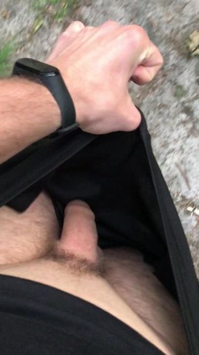 Big cock in forest outdoor