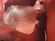 Clear toy deep strokes with cum shot