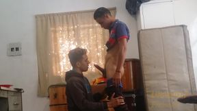 Giving Two Blowjobs with Cum to My Straight Classmate Sucked