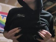 Smoking with my tits out