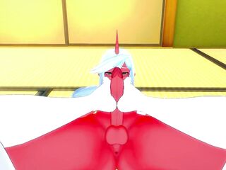 Giving Futa Kneesocks Daemon from Panty and Stocking A Footjob!