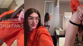 Watch this hot crossdresser get his ass fingered & pounded in mirror while flaunting his curves