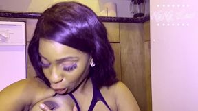 nynylew squirts on the kitchen floor