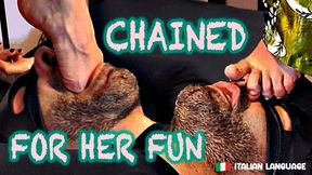 Chained for her fun - HD - ITALIAN LANGUAGE - ass and foot worship - smothering