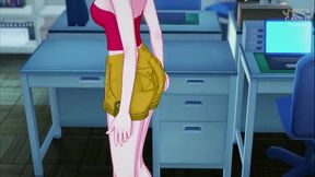Anime girl gets horny in laboratory