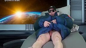 Orbiting Planet Earth 1 - Xumu Giant Coat - Down Jacket Cum Fetish Puffer Humping Solo Masturbation! 16 Min