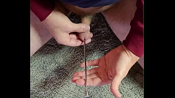 ToOldToMind Slides Steel Rod Down His Tiny Cock