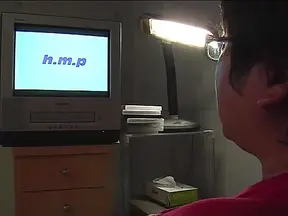 Horny Asian teen Ai Takeuchi masturbates in front of the TV