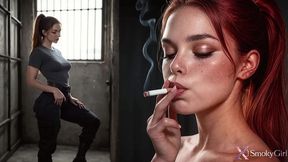 my redhead prison guard shared a cigarette with me...and her juicy pussy!! i’m so glad to be locked up...i m a sex slave for her!! [ai]