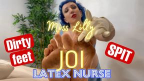 Latex Nurse JOI Feat Miss Lily, Dirty Feet And A Ton Of Spit!
