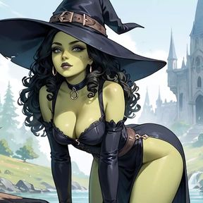 Futanari Wicked Witch of the West Masturbate and Self Sucking