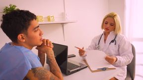 Xiara Dark Morbid Doctor Takes Advantage of Her Patient, Sucking His Giant Cock