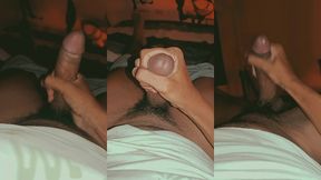 college boy pov stroking his hairy cock with loud moaning and a messy cumshot before class