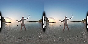 Special Fire Dancing Naked On Sunset Beach Extra Long And Hot With Redhead Lea On Vacation