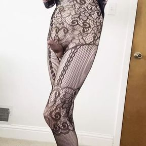 trans girl next door can&#039;t hide her cock and strips for you