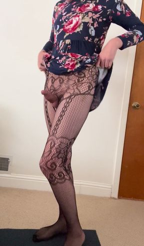 trans girl next door can't hide her cock and strips for you