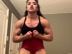 Brunette solo darling masturbating at home