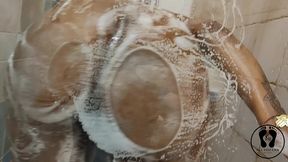 hot ebony full soap shower massage her big ass booty tits