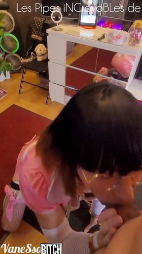 The Pink Maid Used as a Cock Sucker. Caught Playing Whore