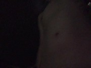 深夜に近所を全裸露出で歩く。新聞配達のバイクに隠れてるのがほぼバレてしまう(GET CAUGHT)　マイクが雨に濡れてノイズ多数　0202　雨　気温9度